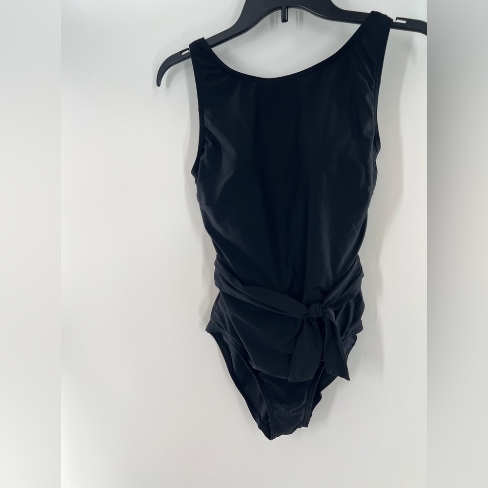 LANDS END ONE PIECE RUCHED BLACK SWIMWEAR SIZE SIZE 4